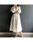 Nuevo 2019 vestidos de mujer de colores de Primavera Verano de algodón de lino elegante señoras plisado largo blanco vestidos cu