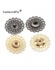 Lúcia artesanías 5 par/lote oro/pistola negro flor forma Metal broche botones de presión DIY costura Ropa Accesorios G0522