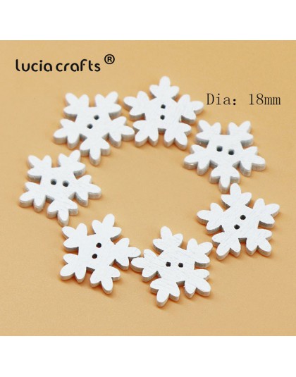 Lucia manualidades 12 Uds 17mm/18mm/25mm-2 agujeros de Navidad copo de nieve de madera botones para coser a libro de recortes DI
