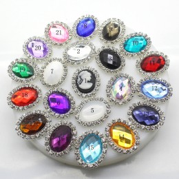 Botones de Metal ZMASEY 10 unids/set 20mm * 25mm ovalado de diamantes de imitación botón de la invitación de boda accesorios de 