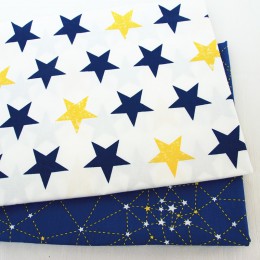 Serie estrella azul tela de algodón Patchwork DIY acolchado costura grasa cuartos telas de tejidos Tilda costura