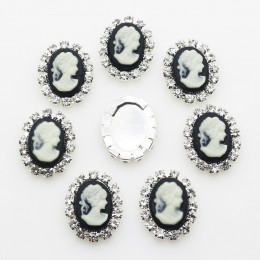 ZMASEY 10 unids/lote 20mm * 15mm ovalado belleza cabeza botón brillante decoración de la boda botones coser cristal Diy accesori