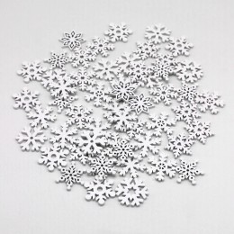 50/100 Uds 25mm Chip de madera blanca colgante de botones grabado copo de nieve ornamento de Navidad artesanal diy accesorios de
