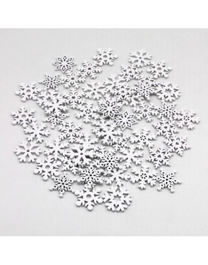 50/100 Uds 25mm Chip de madera blanca colgante de botones grabado copo de nieve ornamento de Navidad artesanal diy accesorios de