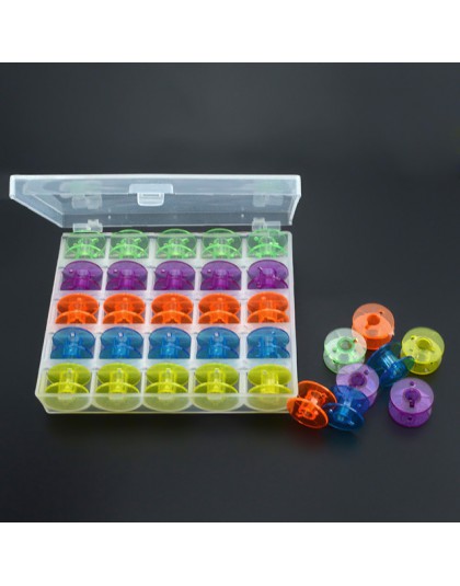25 piezas Color al azar de transporte al núcleo de plástico de la caja de vacío bobinas de la máquina de coser bobinas de almace
