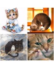 Kit de pintura de diamantes 5D de resina de gato mosaico cuadrado redondo completo Venta de bordado animales de dibujos animados