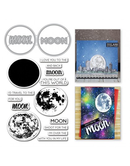 YaMinSanNiO Moon letra corte de Metal troqueles sellos de palabras Scrapbooking para hacer álbum arte decorativo en relieve plan