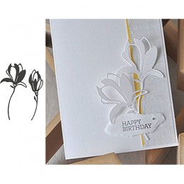 Dos Magnolias troqueles de corte de Metal plantillas para Álbum de estampillas estampado de tarjeta de papel DIY nuevo troquelad