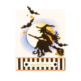 Naifumodo de Halloween troqueles de corte de Metal Scrapbooking bruja de montar a caballo artesanal troquelado de escoba murciél