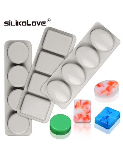 Silikove DIY jabón de silicona molde para fabricación artesanal de jabón formas 3D molde redondo Oval cuadrado moldes para jabon