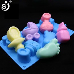 Moldes de silicona SJ tobillo Anime oso forma jabón silicona molde 6 cavidad no Stick DIY Craft jabón moldes hechos a mano