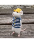 2019 mujeres Lovely Mouse hecho a mano Animal Toy muñeca lana aguja fieltro punteado Kitting DIY equipos de lana paquete sin ter
