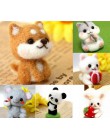 Hecho a mano mascotas juguete muñeca lana fieltro aguja punteado Kitting DIY lindo Animal perro Panda conejo lana fieltro paquet