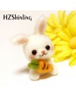 Precioso gatito conejo mascotas hecho a mano juguete muñeca lana fieltro punteado Kitting no terminado DIY lana fieltro paquete