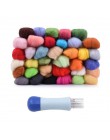 50 colores de lana de fieltro Kit de tela mango 7 Uds juego de agujas de fieltro para juguetes de bolas de Navidad hacer manuali