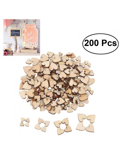 200 Uds. Rebanadas de discos de madera con corazón en blanco para manualidades adornos para decoración de la habitación del hoga