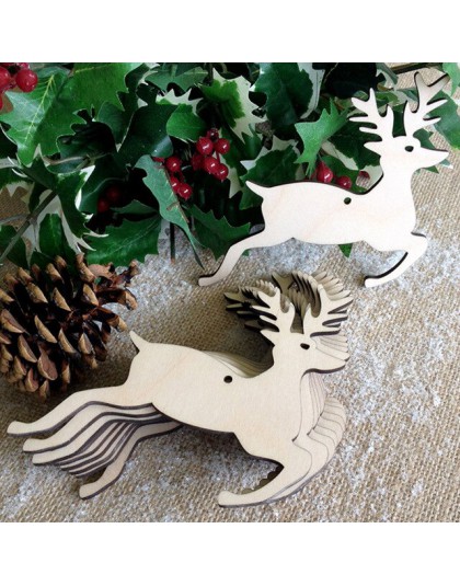 10 Uds. Colgantes colgantes en forma de mezcla de madera ornamentos de árbol de Navidad de madera adorno artesanal DIY para la f