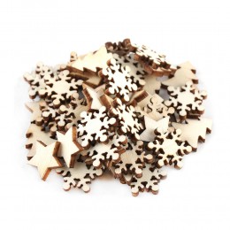 50 unids/pack copos de nieve de madera Natural forma de estrella DIY para hacer tarjetas artesanales Scrapbooking colgante regal