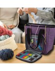 Bolsa de tejer bolsa de almacenamiento portátil de hilo para ganchillo gancho tejer agujas de coser conjunto DIY organizador del