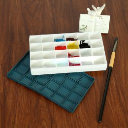 24 paleta de colores de cuadrícula doble caja de bandeja pintura de dibujo pintura para acuarela y óleo pigmento pegamento para 