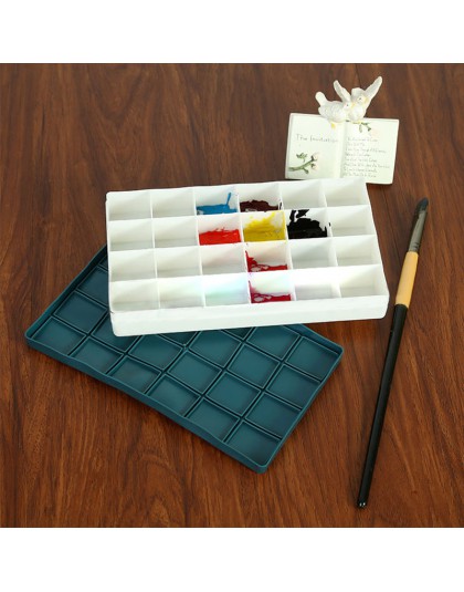 24 paleta de colores de cuadrícula doble caja de bandeja pintura de dibujo pintura para acuarela y óleo pigmento pegamento para 