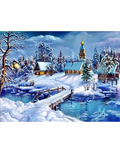 AZQSD pintura por números enmarcado 40x50cm de nieve de invierno imagen pintura al óleo por números en la lona decoración para e