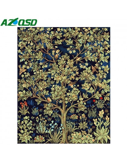 AZQSD pintura por números árbol de flores DIY pintura al óleo moderna pintura lienzo cuadro decoración del hogar pintado a mano 