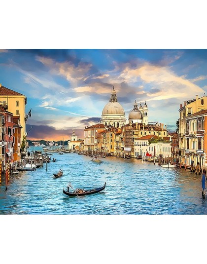HUACAN DIY pintura al óleo por números kits de paisajes de Venecia dibujo lienzo pintado a mano regalo cuadros paisaje de ciudad