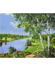 HUACAN pintura al óleo por números paisaje DIY imágenes por números paisaje de árboles Kits de verano dibujo lienzo decoración p