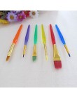6 pinceles coloridos de pintura de Guache de acuarela para niños con diferentes formas punta redonda de Nylon pincel de pintura 