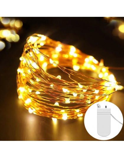 Hadas 2M 5M a batería LED de cobre Alambre de cadena de luces para guirnalda para Navidad, boda Festival Fiesta hogar Decoración