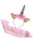 Bebé ducha cumpleaños niña diadema de unicornio con faja de banda de seda chica 1st un año fiesta de cumpleaños decoración de fi