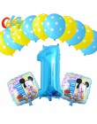 13 Uds. Cumpleaños de niño azul globos de Mickey Mouse fiesta decoraciones número 1 2 3 años baby shower helio Dot látex globo j