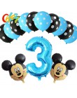 13 Uds. Cumpleaños de niño azul globos de Mickey Mouse fiesta decoraciones número 1 2 3 años baby shower helio Dot látex globo j