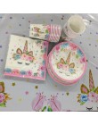 Unicornio fiesta niños 1st cumpleaños unicornio mantel de papel tazas, servilleta Banner pastel Topper Pastel de Bodas decoracio