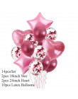 Globo de confeti de oro de la estrella del corazón de 14 piezas fiesta de cumpleaños globos metálicos cromados decoración de la 