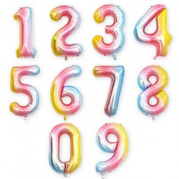 16/32/40 pulgadas gran arco iris Color número hoja globos 0-9 años cumpleaños fiesta decoraciones niños helio globo Baby Shower 