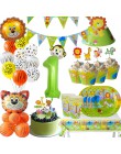 Decoración de la fiesta de cumpleaños de la selva de Cyuan globos de número verde Animal globo Safari copa de papel para fiesta 