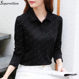 Camisa de algodón 100% ropa de trabajo mujer señora blusa Oficina 2019 primavera otoño talla grande Polka Dot manga larga Mujer 