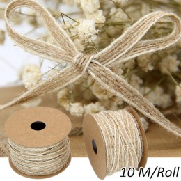 10 M/rollo de arpillera de yute rollos de cinta de arpillera con encaje decoración vintage rústica para boda fiesta DIY artesaní