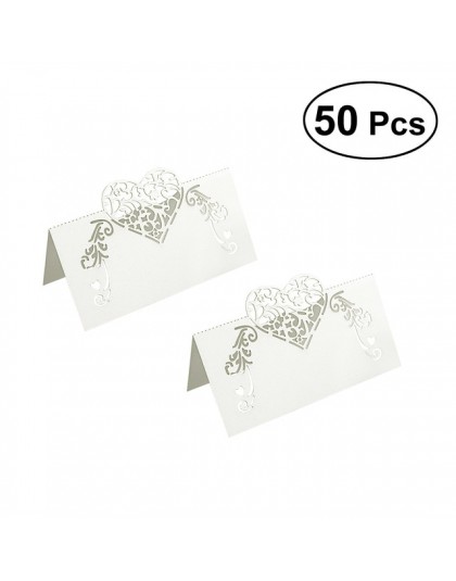 NICEXMAS 50 Uds corazón cortado por láser forma lugar tarjetas boda nombre tarjetas para Decoración de mesa de boda fiesta boda 