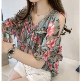 2018 nueva moda estilo dulce mujer ropa impresa casual talla grande mujeres tops manga corta blusas suelta mujeres camisas 0615 