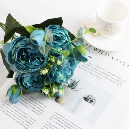 1 paquete de peonía de seda ramo de flores para decorar el Hogar Accesorios de fiesta de boda álbum de recortes plantas falsas d