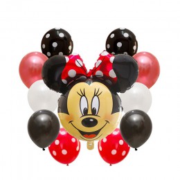 Feliz globo de Decoración de cumpleaños Mickey Minnie Mouse corazón xenón papel Ballon bebé cumpleaños número globo Polka Dot Gl
