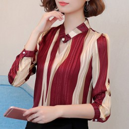 Tops de talla grande blusa de mujer moda blusas de mujer 2018 camisa a rayas de oficina Blusa de gasa camisa de manga larga Cami