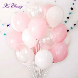 30 unids/lote 10 pulgadas rosa claro, Blanco globos transparentes de látex helio flotador fiesta de cumpleaños Baby Shower bolas