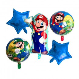 6 uds Super Mario globos de 32 pulgadas globos número chico chica fiesta de cumpleaños de Mario Luigi Bros Mylar azul Globo Rojo