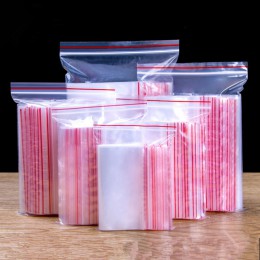 Venta al por mayor 100 unids/pack alta clara de plástico PE joyería de regalo bolsa con cierre resellable plástico de polietilen