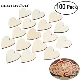 BESTOYARD 100/50 Uds Corazón en blanco rebanadas de discos de madera corazón amor en blanco artesanía Natural sin terminar sumin