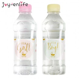 12 piezas decoración de la ducha del bebé niña/niño botella de agua Mineral regalo pegatinas etiqueta bebé ducha cumpleaños fies